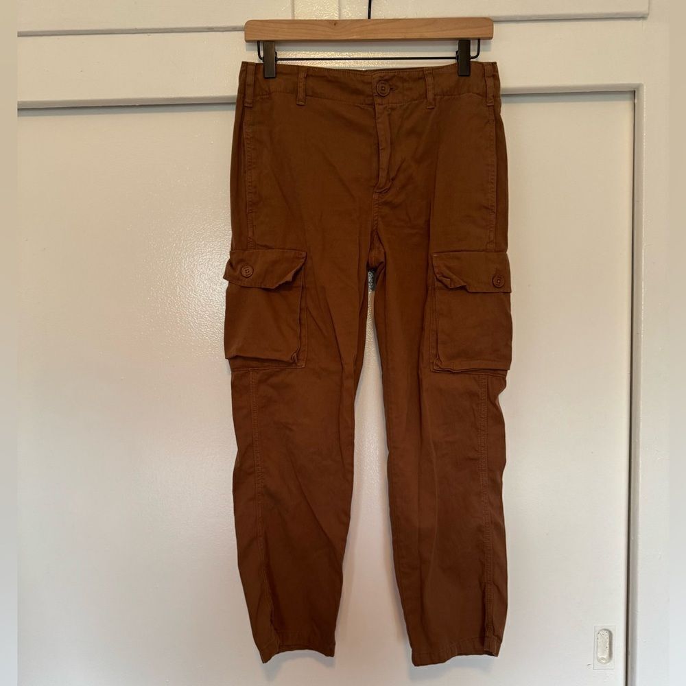 Frame Washed Flax Brown Cropped Cargo Pants Size 25 - Picture 2 of 9